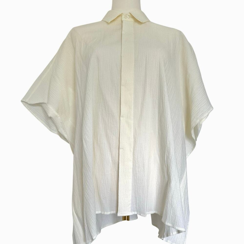 Billy Reid M/L Natural Hammered Cotton Camp Shirt Oversized NWT Cream